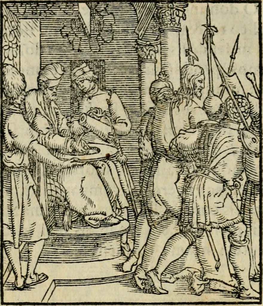 An illustration from Contemplatio totivs vitae et passionis Domini Nostri Iesv Christi, 1557, leaf 73