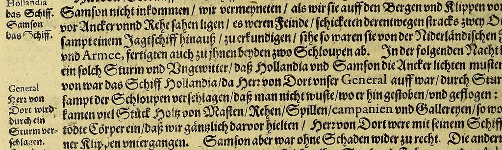 An illustration from Continuatio Americae, das ist: Forsetzung der Historien von der Newen Welt, oder Nidergängischen Indien, waran es auff diese Zeit noch anhero ermangelt. : Darinnen erstlich ein sattsame vnd gründtliche Beschreibung dess Newen Engellandts, welches die Englische das new erfundene Landt nennen, so bisscher noch nicht an Tag kommen. Zum andern, ein aussführlichere Erzehlung von Beschaffenheit der Landtschafften Virginia, Brasilia, Guiana, vnd Insul Bermuda, deren man bisshero schlechte vnd vnvollkommene Wissenschafft gehabt. Drittens, gantz newer aber doch warhafftiger Bericht, von dem bissher noch vnerkanten grossen Theil dess Erdekreises, Terra Australis oder Incognita, daruon noch in keiner Reise Schiffarth meldung beschehen. Sampt allem dem jenigen, was in einer vnd andern beschriebenen Landtschafft, nichts auss gescheiden, denckwürdigs zu sehen, vnd mit Luft vnd Verwunderung anzuhören. Am Ende ist vmb Gleichheit der Materien willen, hierbey gefügt ein weitläufftiger Discurs, wie die Statt S. Saluator vnnd Baia in gewunnen worden. Alles mit beygefügten Kupfferstücken vnd zu gehörigen gantz newen luftigen Landtschafften, erläutert vnd geziert, auch biss auff das 1627. Jahr continuirt, 1627, leaf 116