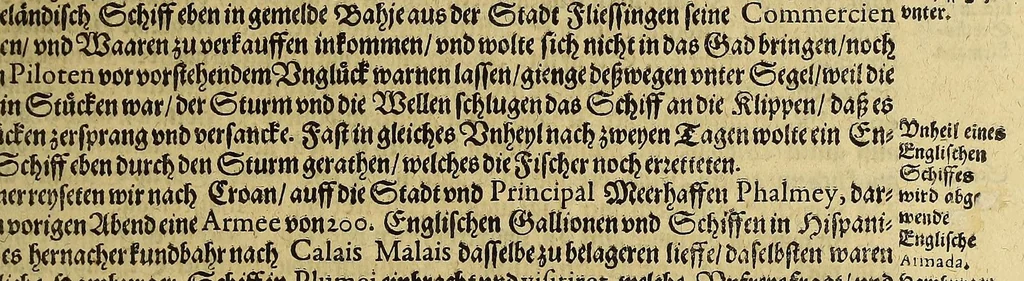 An illustration from Continuatio Americae, das ist: Forsetzung der Historien von der Newen Welt, oder Nidergängischen Indien, waran es auff diese Zeit noch anhero ermangelt. : Darinnen erstlich ein sattsame vnd gründtliche Beschreibung dess Newen Engellandts, welches die Englische das new erfundene Landt nennen, so bisscher noch nicht an Tag kommen. Zum andern, ein aussführlichere Erzehlung von Beschaffenheit der Landtschafften Virginia, Brasilia, Guiana, vnd Insul Bermuda, deren man bisshero schlechte vnd vnvollkommene Wissenschafft gehabt. Drittens, gantz newer aber doch warhafftiger Bericht, von dem bissher noch vnerkanten grossen Theil dess Erdekreises, Terra Australis oder Incognita, daruon noch in keiner Reise Schiffarth meldung beschehen. Sampt allem dem jenigen, was in einer vnd andern beschriebenen Landtschafft, nichts auss gescheiden, denckwürdigs zu sehen, vnd mit Luft vnd Verwunderung anzuhören. Am Ende ist vmb Gleichheit der Materien willen, hierbey gefügt ein weitläufftiger Discurs, wie die Statt S. Saluator vnnd Baia in gewunnen worden. Alles mit beygefügten Kupfferstücken vnd zu gehörigen gantz newen luftigen Landtschafften, erläutert vnd geziert, auch biss auff das 1627. Jahr continuirt, 1627, leaf 141