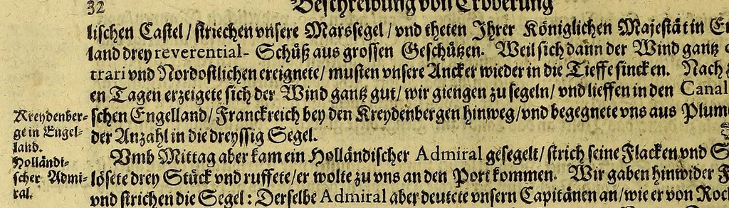 An illustration from Continuatio Americae, das ist: Forsetzung der Historien von der Newen Welt, oder Nidergängischen Indien, waran es auff diese Zeit noch anhero ermangelt. : Darinnen erstlich ein sattsame vnd gründtliche Beschreibung dess Newen Engellandts, welches die Englische das new erfundene Landt nennen, so bisscher noch nicht an Tag kommen. Zum andern, ein aussführlichere Erzehlung von Beschaffenheit der Landtschafften Virginia, Brasilia, Guiana, vnd Insul Bermuda, deren man bisshero schlechte vnd vnvollkommene Wissenschafft gehabt. Drittens, gantz newer aber doch warhafftiger Bericht, von dem bissher noch vnerkanten grossen Theil dess Erdekreises, Terra Australis oder Incognita, daruon noch in keiner Reise Schiffarth meldung beschehen. Sampt allem dem jenigen, was in einer vnd andern beschriebenen Landtschafft, nichts auss gescheiden, denckwürdigs zu sehen, vnd mit Luft vnd Verwunderung anzuhören. Am Ende ist vmb Gleichheit der Materien willen, hierbey gefügt ein weitläufftiger Discurs, wie die Statt S. Saluator vnnd Baia in gewunnen worden. Alles mit beygefügten Kupfferstücken vnd zu gehörigen gantz newen luftigen Landtschafften, erläutert vnd geziert, auch biss auff das 1627. Jahr continuirt, 1627, leaf 142