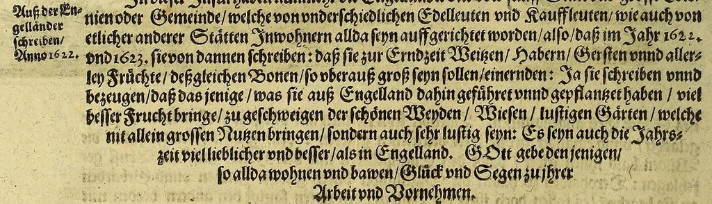 An illustration from Continuatio Americae, das ist: Forsetzung der Historien von der Newen Welt, oder Nidergängischen Indien, waran es auff diese Zeit noch anhero ermangelt. : Darinnen erstlich ein sattsame vnd gründtliche Beschreibung dess Newen Engellandts, welches die Englische das new erfundene Landt nennen, so bisscher noch nicht an Tag kommen. Zum andern, ein aussführlichere Erzehlung von Beschaffenheit der Landtschafften Virginia, Brasilia, Guiana, vnd Insul Bermuda, deren man bisshero schlechte vnd vnvollkommene Wissenschafft gehabt. Drittens, gantz newer aber doch warhafftiger Bericht, von dem bissher noch vnerkanten grossen Theil dess Erdekreises, Terra Australis oder Incognita, daruon noch in keiner Reise Schiffarth meldung beschehen. Sampt allem dem jenigen, was in einer vnd andern beschriebenen Landtschafft, nichts auss gescheiden, denckwürdigs zu sehen, vnd mit Luft vnd Verwunderung anzuhören. Am Ende ist vmb Gleichheit der Materien willen, hierbey gefügt ein weitläufftiger Discurs, wie die Statt S. Saluator vnnd Baia in gewunnen worden. Alles mit beygefügten Kupfferstücken vnd zu gehörigen gantz newen luftigen Landtschafften, erläutert vnd geziert, auch biss auff das 1627. Jahr continuirt, 1627, leaf 20