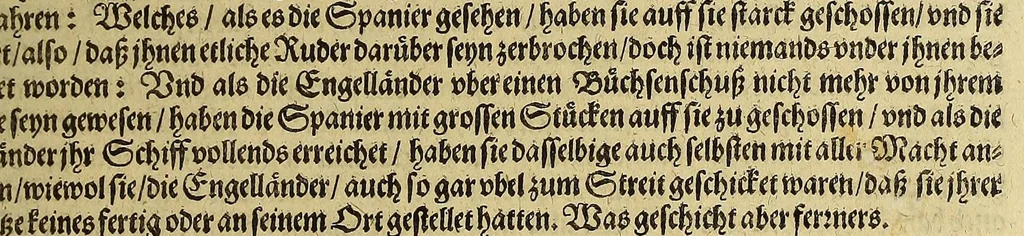 An illustration from Continuatio Americae, das ist: Forsetzung der Historien von der Newen Welt, oder Nidergängischen Indien, waran es auff diese Zeit noch anhero ermangelt. : Darinnen erstlich ein sattsame vnd gründtliche Beschreibung dess Newen Engellandts, welches die Englische das new erfundene Landt nennen, so bisscher noch nicht an Tag kommen. Zum andern, ein aussführlichere Erzehlung von Beschaffenheit der Landtschafften Virginia, Brasilia, Guiana, vnd Insul Bermuda, deren man bisshero schlechte vnd vnvollkommene Wissenschafft gehabt. Drittens, gantz newer aber doch warhafftiger Bericht, von dem bissher noch vnerkanten grossen Theil dess Erdekreises, Terra Australis oder Incognita, daruon noch in keiner Reise Schiffarth meldung beschehen. Sampt allem dem jenigen, was in einer vnd andern beschriebenen Landtschafft, nichts auss gescheiden, denckwürdigs zu sehen, vnd mit Luft vnd Verwunderung anzuhören. Am Ende ist vmb Gleichheit der Materien willen, hierbey gefügt ein weitläufftiger Discurs, wie die Statt S. Saluator vnnd Baia in gewunnen worden. Alles mit beygefügten Kupfferstücken vnd zu gehörigen gantz newen luftigen Landtschafften, erläutert vnd geziert, auch biss auff das 1627. Jahr continuirt, 1627, leaf 55