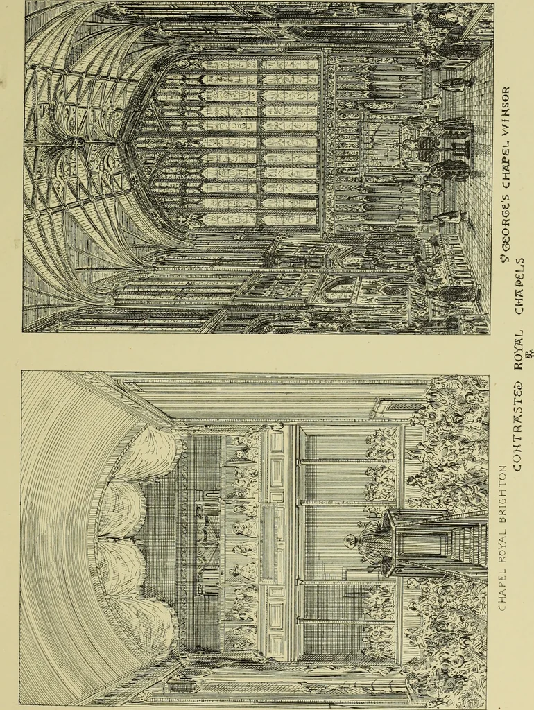 An illustration from Contrasts : or a parallel between the noble edifices of the middle ages, and corresponding buildings of the present day; shewing the present decay of taste. Accompanied by appropriate text, 1898, leaf 120