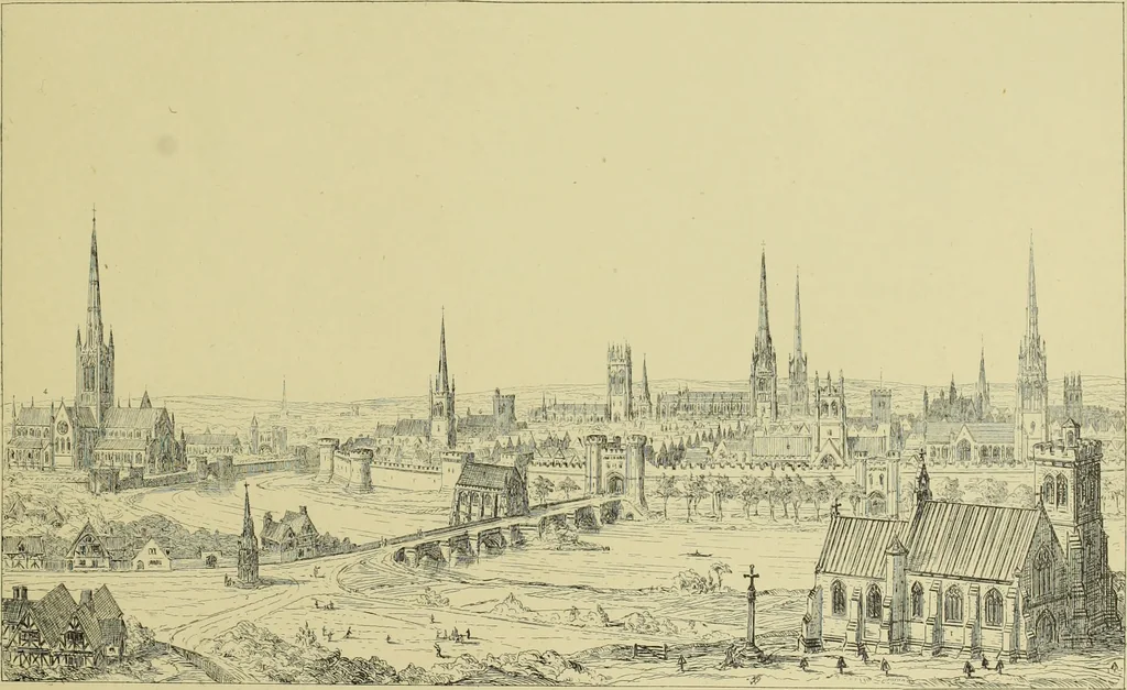 An illustration from Contrasts : or a parallel between the noble edifices of the middle ages, and corresponding buildings of the present day; shewing the present decay of taste. Accompanied by appropriate text, 1898, leaf 130