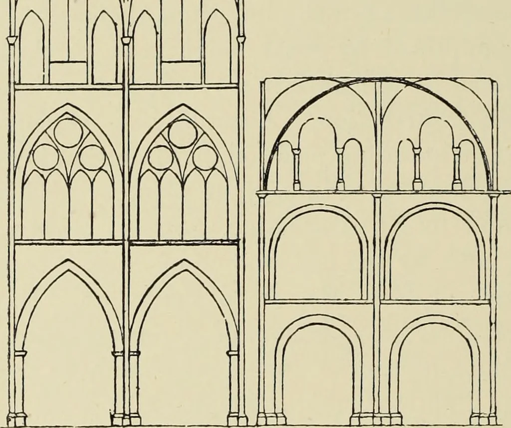 An illustration from Contrasts : or a parallel between the noble edifices of the middle ages, and corresponding buildings of the present day; shewing the present decay of taste. Accompanied by appropriate text, 1898, leaf 17