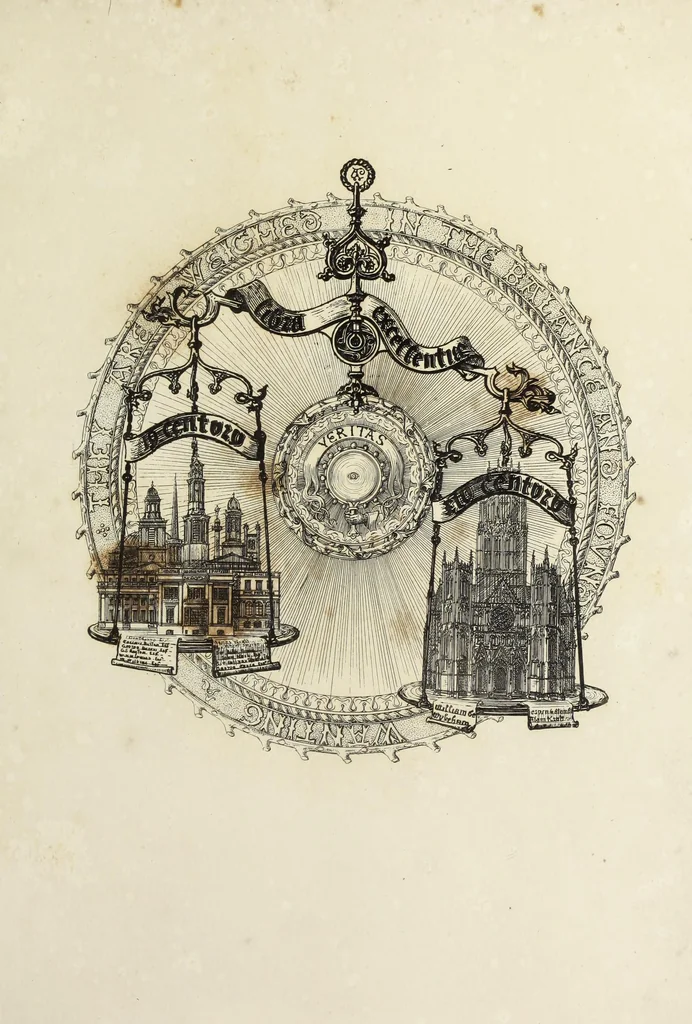 An illustration from Contrasts ; or, A parallel between the noble edifices of the middle ages, and corresponding buildings of the present day, shewing the present decay of taste ; accompanied by appropriate text, 1841, leaf 188