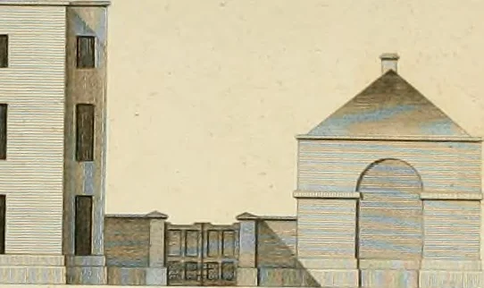 An illustration from Convenient and ornamental architecture, consisting of original designs, for plans, elevations and sections, beginning with the farm house, and regularly ascending to the most grand and magnificent villa : calculated both for town and country, and to suit all persons in every station of life : engraved on seventy copper plates : with reference and explanation in the letter press, of the use of every room in each separate building, and the dimensions accurately figured on the plans, with exact scales for measurement, 1797, leaf 129