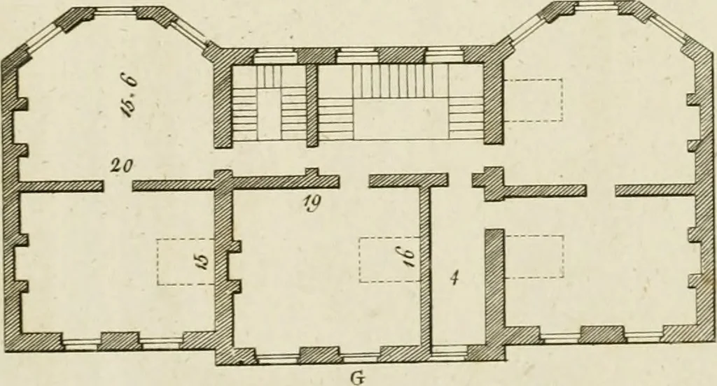 An illustration from Convenient and ornamental architecture, consisting of original designs, for plans, elevations and sections, beginning with the farm house, and regularly ascending to the most grand and magnificent villa : calculated both for town and country, and to suit all persons in every station of life : engraved on seventy copper plates : with reference and explanation in the letter press, of the use of every room in each separate building, and the dimensions accurately figured on the plans, with exact scales for measurement, 1797, leaf 142