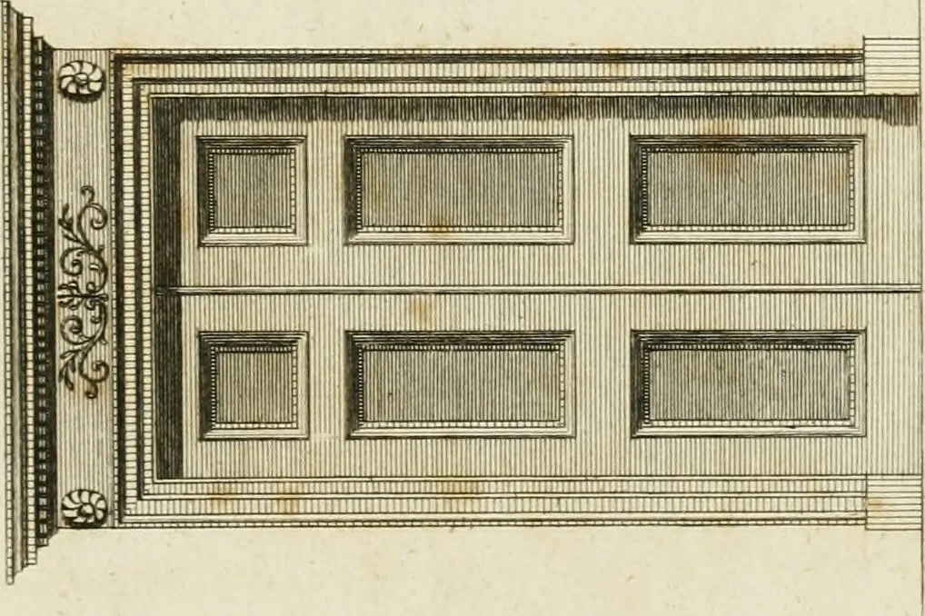 An illustration from Convenient and ornamental architecture, consisting of original designs, for plans, elevations and sections, beginning with the farm house, and regularly ascending to the most grand and magnificent villa : calculated both for town and country, and to suit all persons in every station of life : engraved on seventy copper plates : with reference and explanation in the letter press, of the use of every room in each separate building, and the dimensions accurately figured on the plans, with exact scales for measurement, 1797, leaf 150
