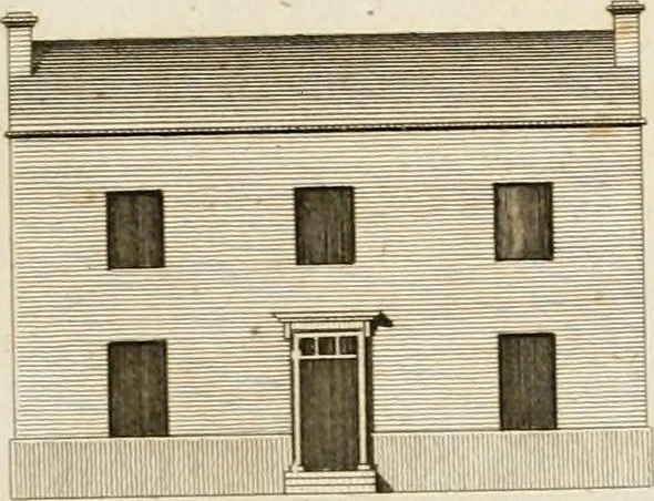 An illustration from Convenient and ornamental architecture, consisting of original designs, for plans, elevations and sections, beginning with the farm house, and regularly ascending to the most grand and magnificent villa : calculated both for town and country, and to suit all persons in every station of life : engraved on seventy copper plates : with reference and explanation in the letter press, of the use of every room in each separate building, and the dimensions accurately figured on the plans, with exact scales for measurement, 1797, leaf 42