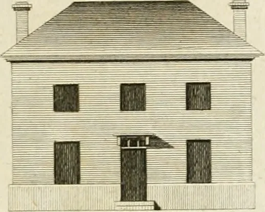 An illustration from Convenient and ornamental architecture, consisting of original designs, for plans, elevations and sections, beginning with the farm house, and regularly ascending to the most grand and magnificent villa : calculated both for town and country, and to suit all persons in every station of life : engraved on seventy copper plates : with reference and explanation in the letter press, of the use of every room in each separate building, and the dimensions accurately figured on the plans, with exact scales for measurement, 1797, leaf 44