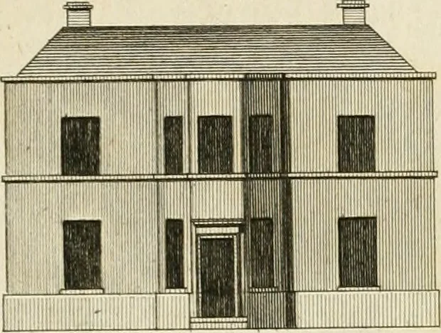 An illustration from Convenient and ornamental architecture, consisting of original designs, for plans, elevations and sections, beginning with the farm house, and regularly ascending to the most grand and magnificent villa : calculated both for town and country, and to suit all persons in every station of life : engraved on seventy copper plates : with reference and explanation in the letter press, of the use of every room in each separate building, and the dimensions accurately figured on the plans, with exact scales for measurement, 1797, leaf 52