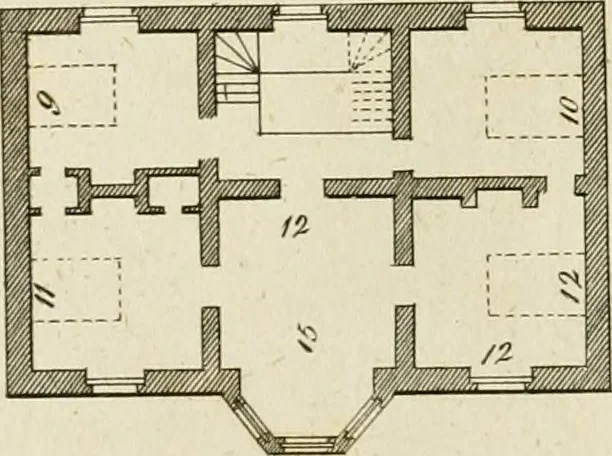 An illustration from Convenient and ornamental architecture, consisting of original designs, for plans, elevations and sections, beginning with the farm house, and regularly ascending to the most grand and magnificent villa : calculated both for town and country, and to suit all persons in every station of life : engraved on seventy copper plates : with reference and explanation in the letter press, of the use of every room in each separate building, and the dimensions accurately figured on the plans, with exact scales for measurement, 1797, leaf 52