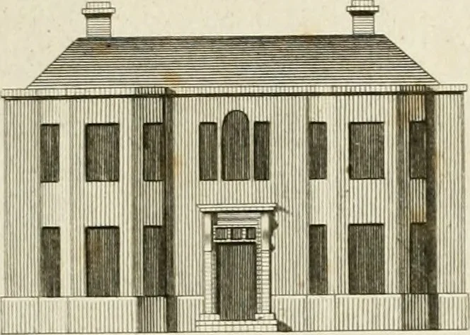 An illustration from Convenient and ornamental architecture, consisting of original designs, for plans, elevations and sections, beginning with the farm house, and regularly ascending to the most grand and magnificent villa : calculated both for town and country, and to suit all persons in every station of life : engraved on seventy copper plates : with reference and explanation in the letter press, of the use of every room in each separate building, and the dimensions accurately figured on the plans, with exact scales for measurement, 1797, leaf 60