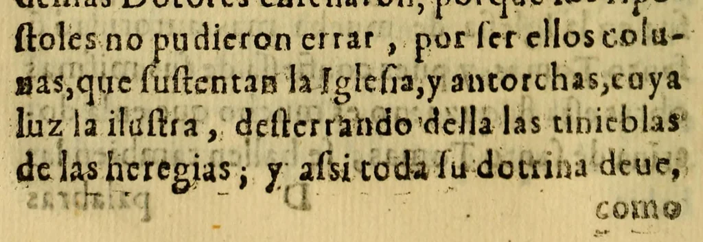 An illustration from Copia de la carta, que el obispo de Arequipa fray don Pedro de Perea, de la Orden de san Agustin, escriuiò al Rey nuestro señor don Felipe IV, deste nombre, prouando la certeza que tiene, el auer sido la Virgen concebida sin pecado original: y no poderse definir en la Iglesia la opinion contraria. Van añadidos en esta copia, los motiuos, y principios, assi de nuestra fè, como de teologia, y algunas consideraciones cerca de la fiesta, en que funda el obispo su opinion, para poder mas facilmente satisfacer a las objeciones que pusieren a este nueuo pensamiento, los poco afectos a esta fiesta, que no se pusieron en dicha carta, respeto de no cansar a su Magestad alargandola., 1629, leaf 100