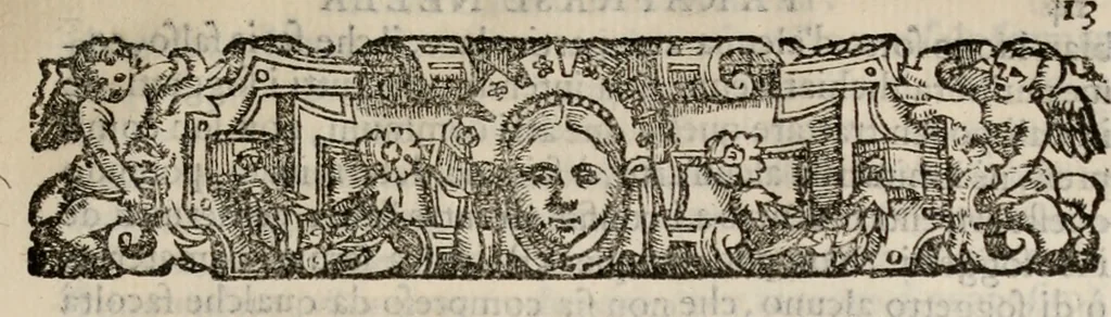 An illustration from Copiosissima parafrase di M. Alessandro Piccolomini, nel primo libro della Retorica d'Aristotele : con la tavola de i capi in quella contenuti, dalli argumenti de i quali potrà il lettore ageuolmente conoscere quanto utile, & necessaria lettione se gli appresenti, 1565, leaf 24
