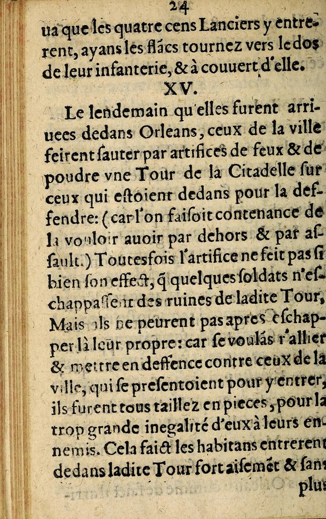 An illustration from Coppie de la responce faite par vn polytique de ceste ville de Paris, aux precedens memoires secrets qu'vn sien amy luy auoit enuoyés de Bloys, en forme de missiue., 1589, leaf 24