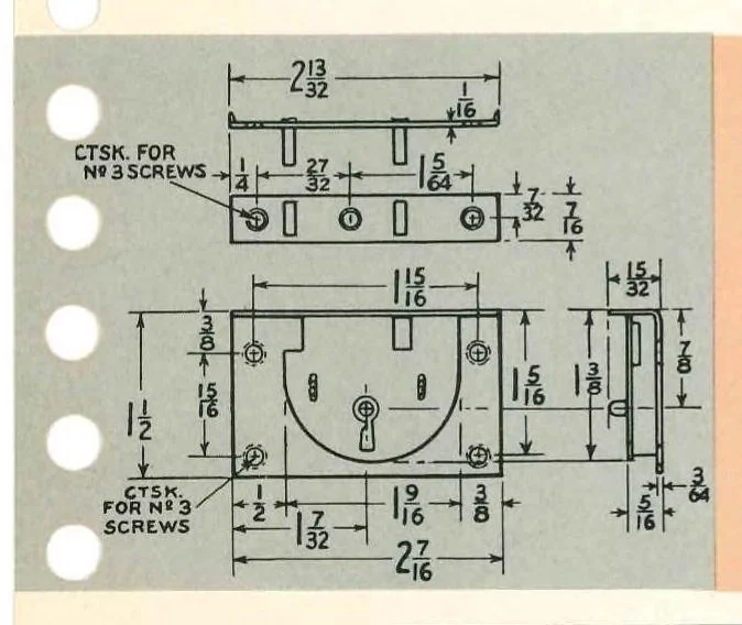 An illustration from Corbin Cabinet Locks 1964, 1964, leaf 35