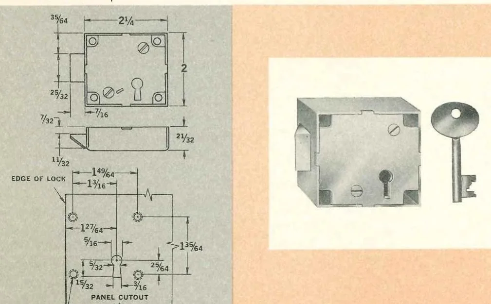 An illustration from Corbin Cabinet Locks 1964, 1964, leaf 47