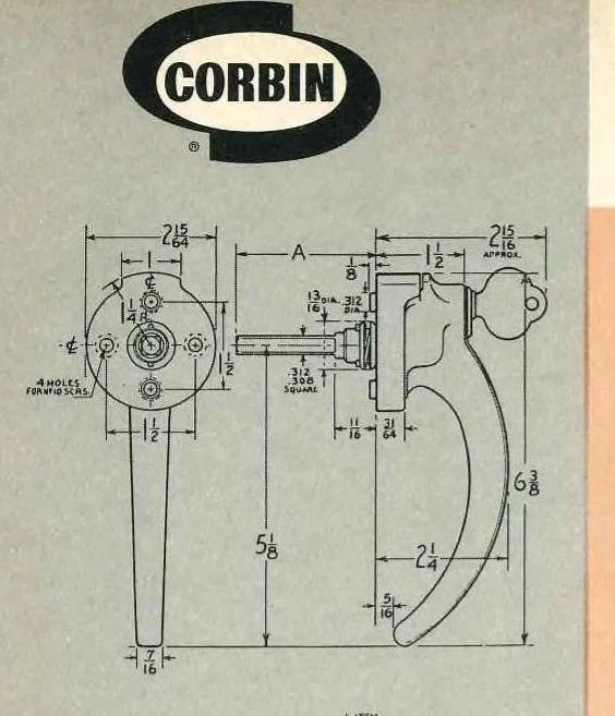 An illustration from Corbin Cabinet Locks 1964, 1964, leaf 84