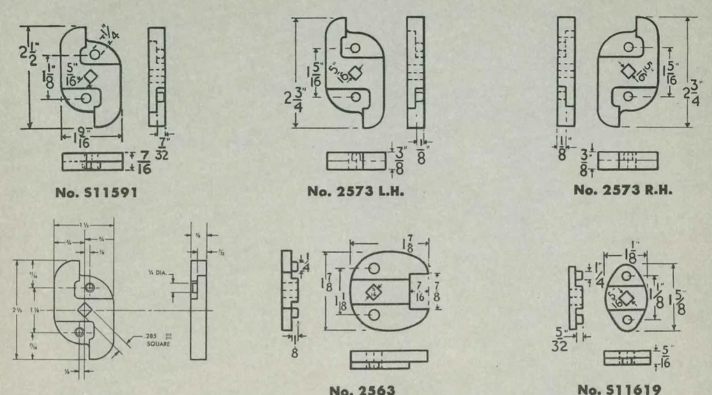 An illustration from Corbin Cabinet Locks 1964, 1964, leaf 96