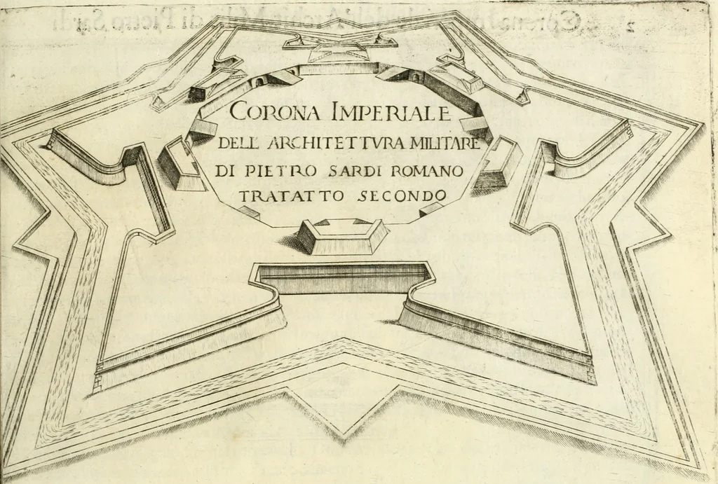 An illustration from Corona imperiale dell' architettura militare, 1618, leaf 322