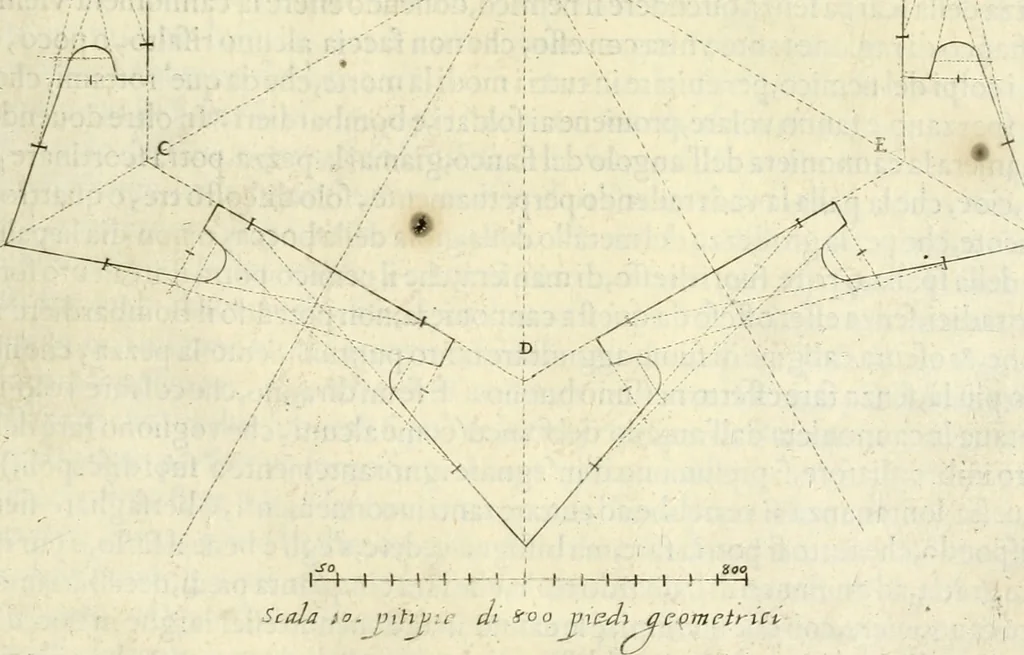 An illustration from Corona imperiale dell' architettura militare, 1618, leaf 328