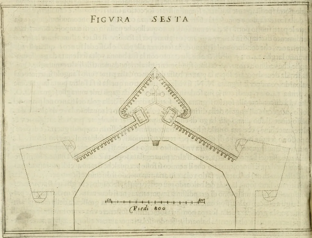 An illustration from Corona imperiale dell' architettura militare, 1618, leaf 341