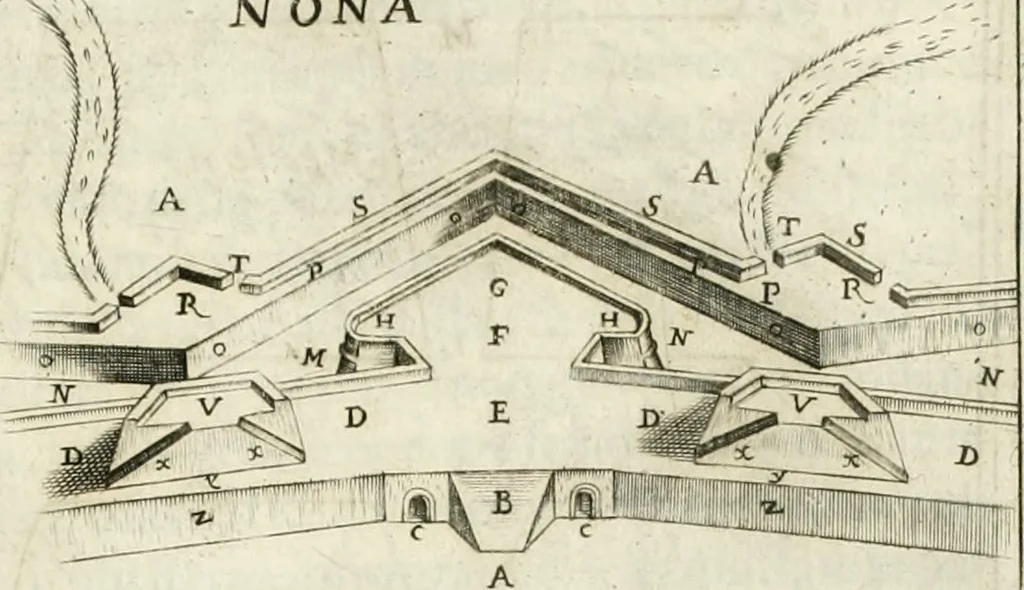 An illustration from Corona imperiale dell' architettura militare, 1618, leaf 346