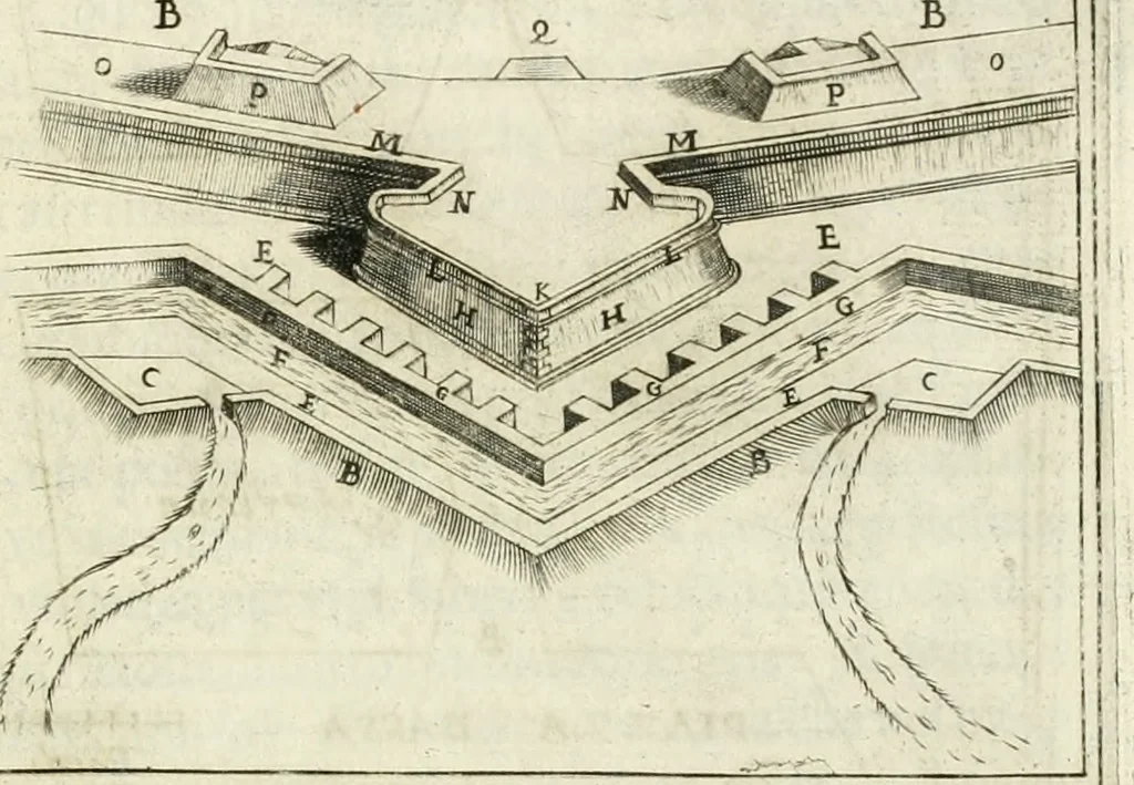 An illustration from Corona imperiale dell' architettura militare, 1618, leaf 346