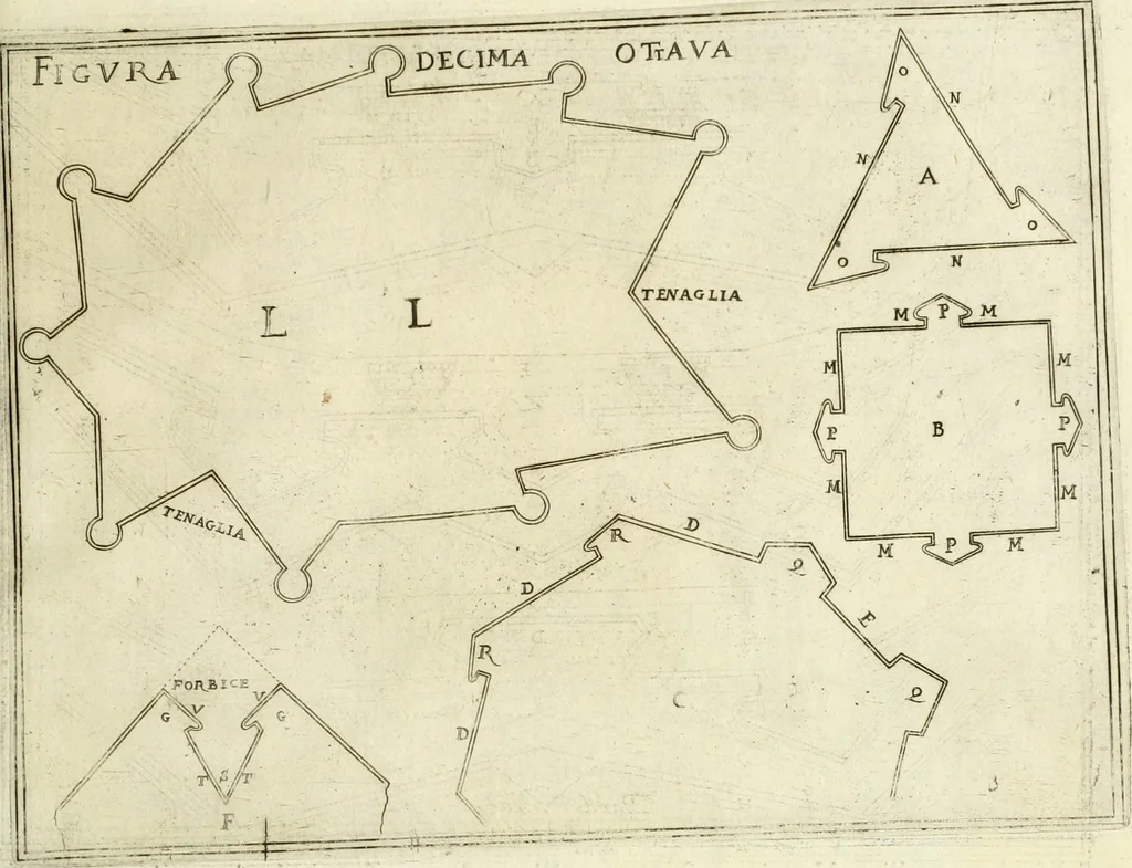 An illustration from Corona imperiale dell' architettura militare, 1618, leaf 364