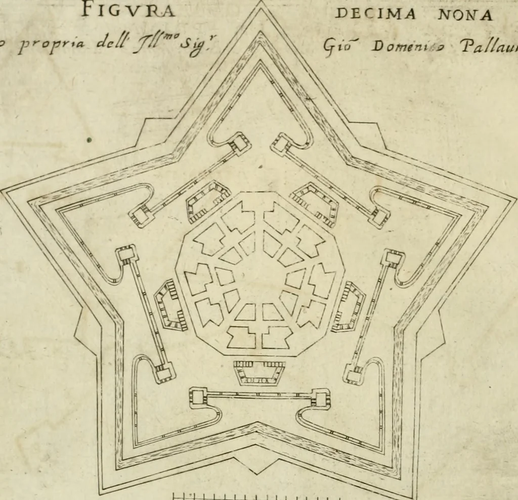 An illustration from Corona imperiale dell' architettura militare, 1618, leaf 365