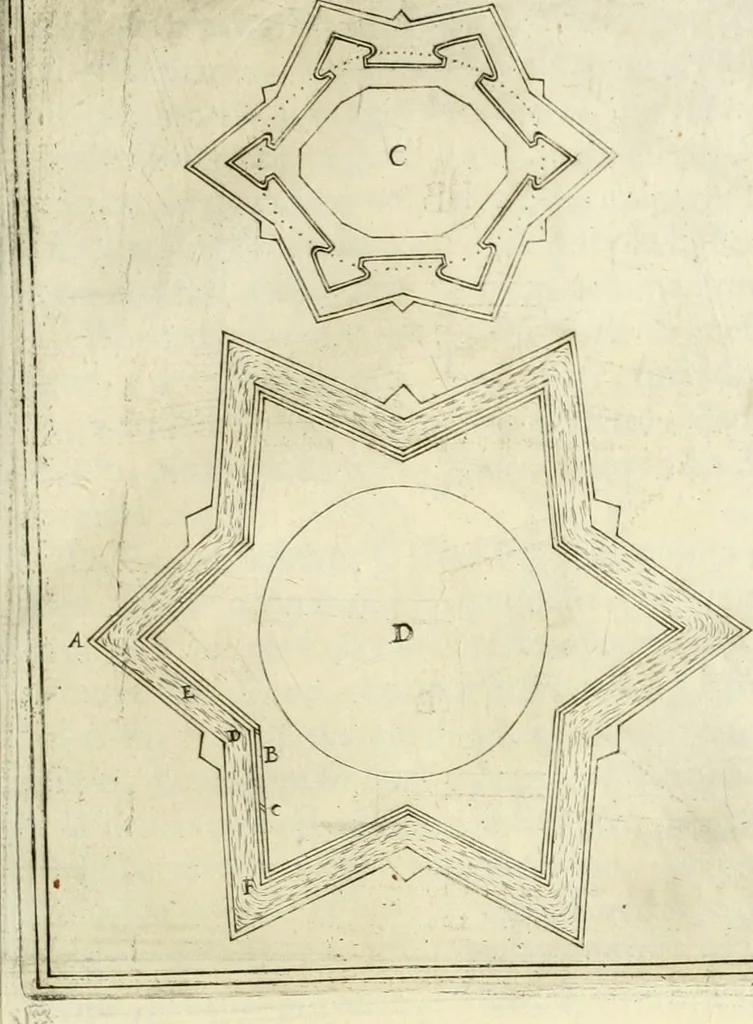 An illustration from Corona imperiale dell' architettura militare, 1618, leaf 368