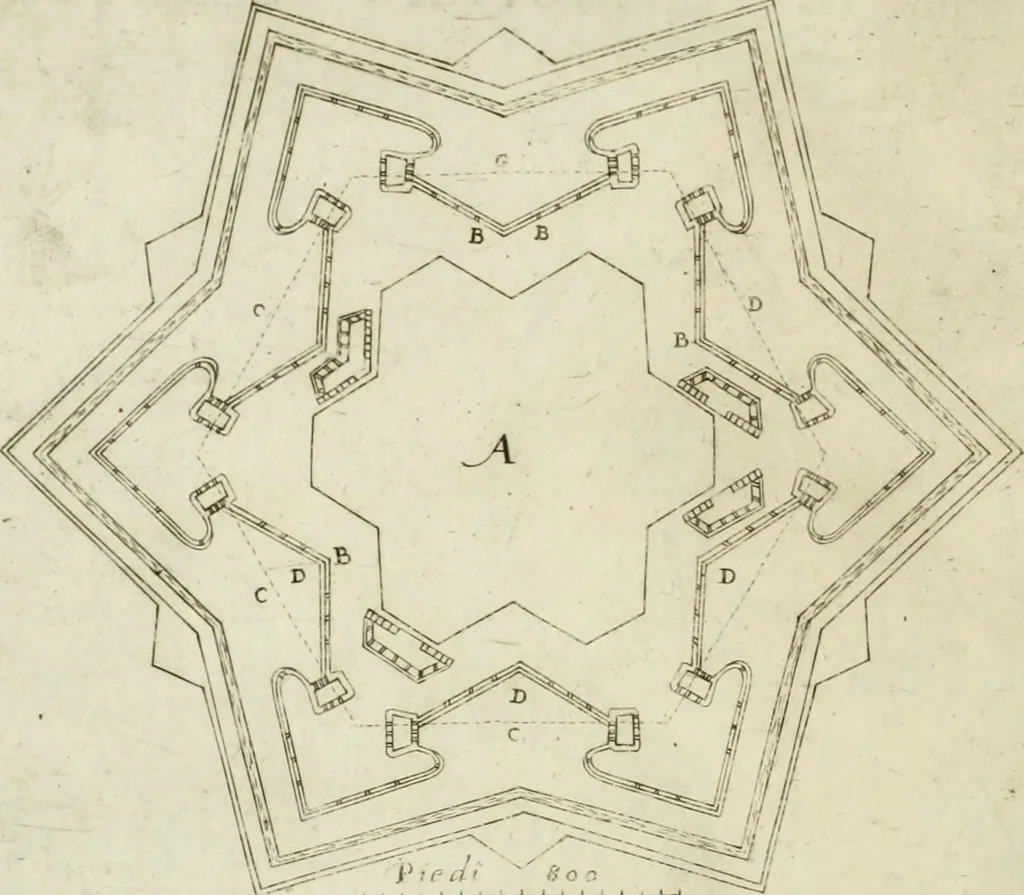 An illustration from Corona imperiale dell' architettura militare, 1618, leaf 369
