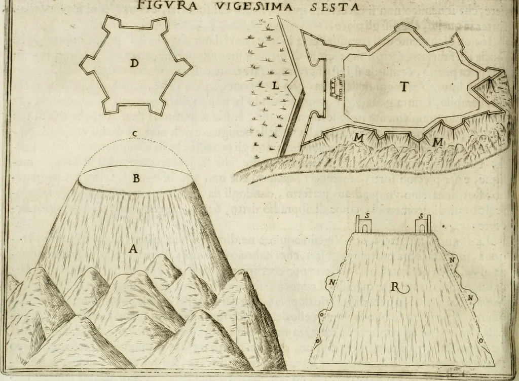 An illustration from Corona imperiale dell' architettura militare, 1618, leaf 371