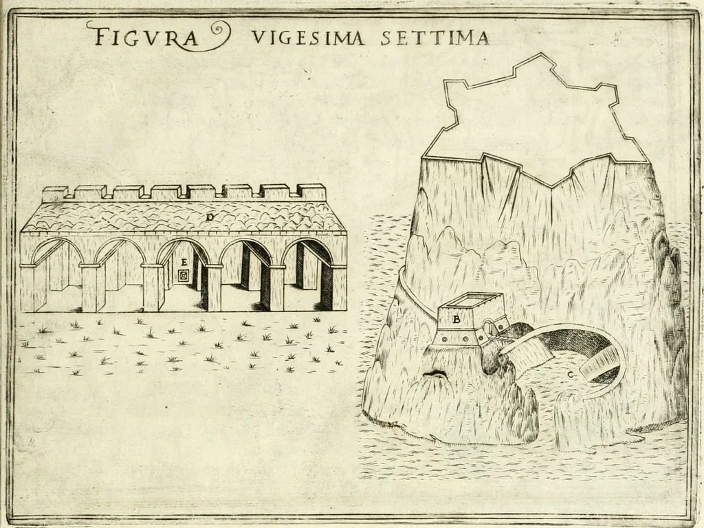 An illustration from Corona imperiale dell' architettura militare, 1618, leaf 372