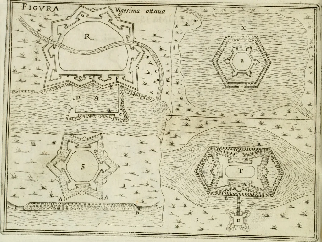 An illustration from Corona imperiale dell' architettura militare, 1618, leaf 373