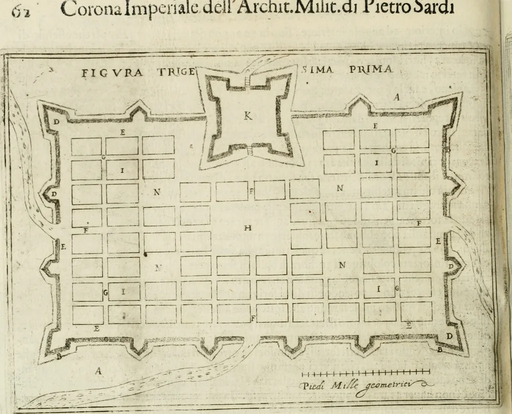 An illustration from Corona imperiale dell' architettura militare, 1618, leaf 383
