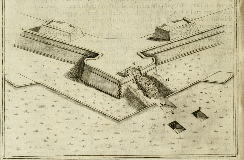An illustration from Corona imperiale dell' architettura militare, 1618, leaf 397
