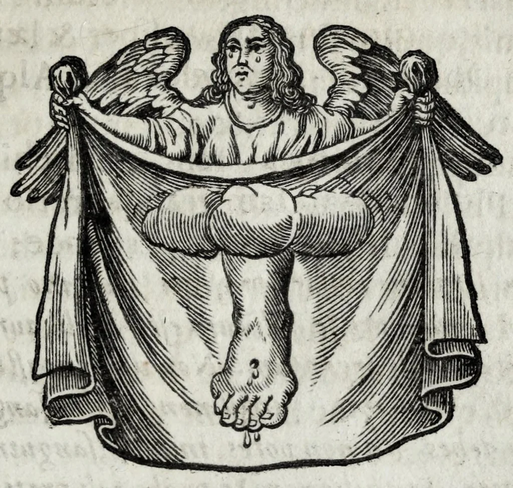 An illustration from Corona sacratissimorum Iesu Christi vulnerum : XXXV considerationibus ex sacra scriptura, sanctis patribus, historia ecclesiastica potissimum desumptis illustrata, 1649, leaf 111