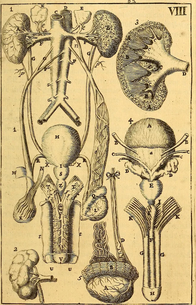 An illustration from Corporis humani anatomia : in qua omnia tam veterum, quam recentiorum anatomicarum inventa methodo novâ & intellectu facillimâ describuntur, ac tabulis aeneis repraesentantur, 1693, leaf 124