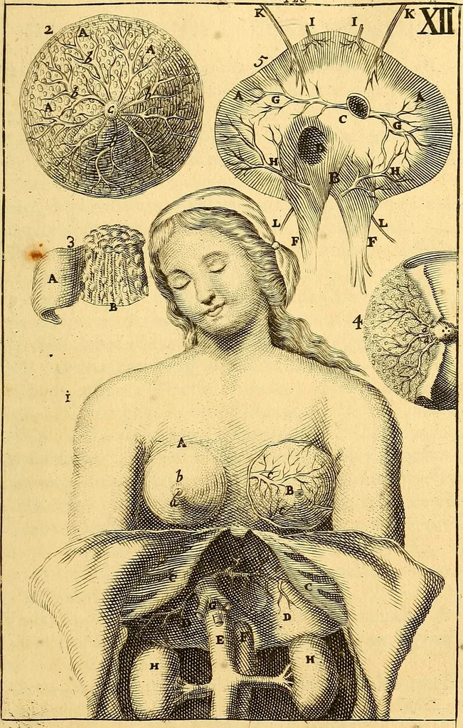 An illustration from Corporis humani anatomia : in qua omnia tam veterum, quam recentiorum anatomicarum inventa methodo novâ & intellectu facillimâ describuntur, ac tabulis aeneis repraesentantur, 1693, leaf 166