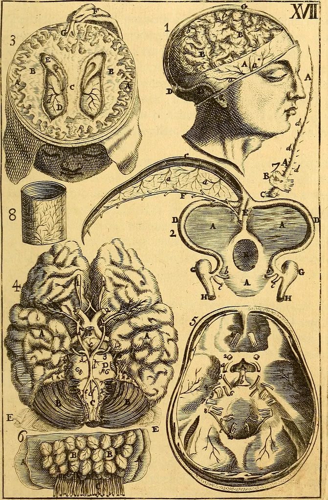 An illustration from Corporis humani anatomia : in qua omnia tam veterum, quam recentiorum anatomicarum inventa methodo novâ & intellectu facillimâ describuntur, ac tabulis aeneis repraesentantur, 1693, leaf 228