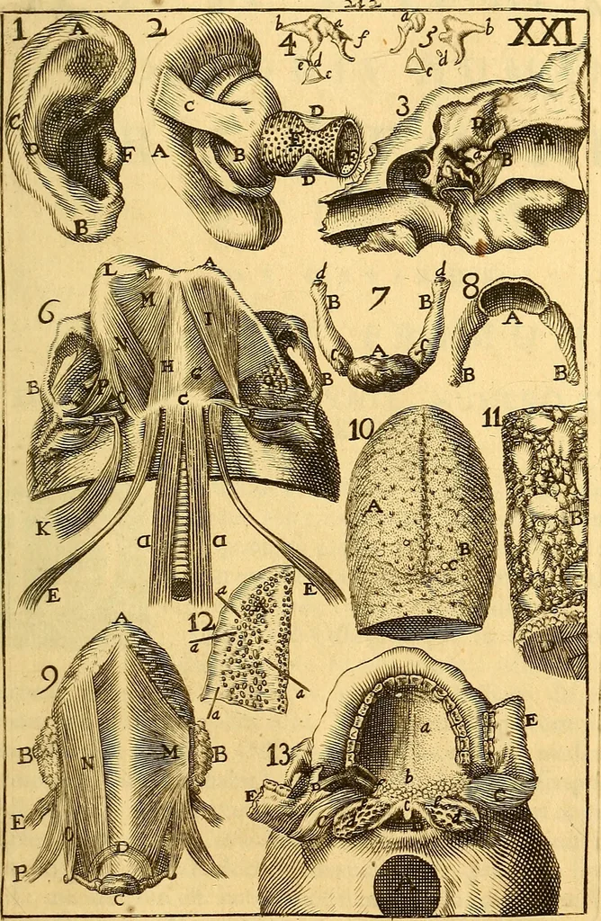 An illustration from Corporis humani anatomia : in qua omnia tam veterum, quam recentiorum anatomicarum inventa methodo novâ & intellectu facillimâ describuntur, ac tabulis aeneis repraesentantur, 1693, leaf 280
