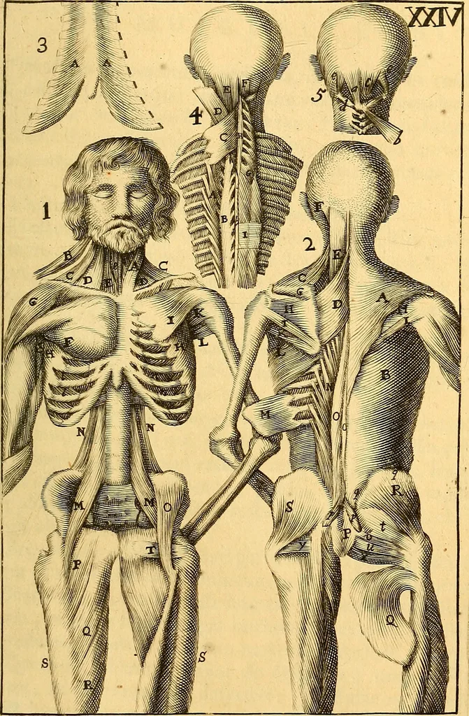 An illustration from Corporis humani anatomia : in qua omnia tam veterum, quam recentiorum anatomicarum inventa methodo novâ & intellectu facillimâ describuntur, ac tabulis aeneis repraesentantur, 1693, leaf 334