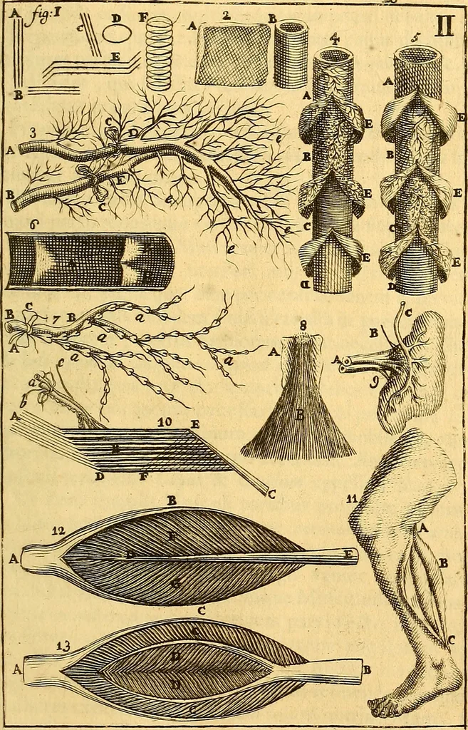 An illustration from Corporis humani anatomia : in qua omnia tam veterum, quam recentiorum anatomicarum inventa methodo novâ & intellectu facillimâ describuntur, ac tabulis aeneis repraesentantur, 1693, leaf 38