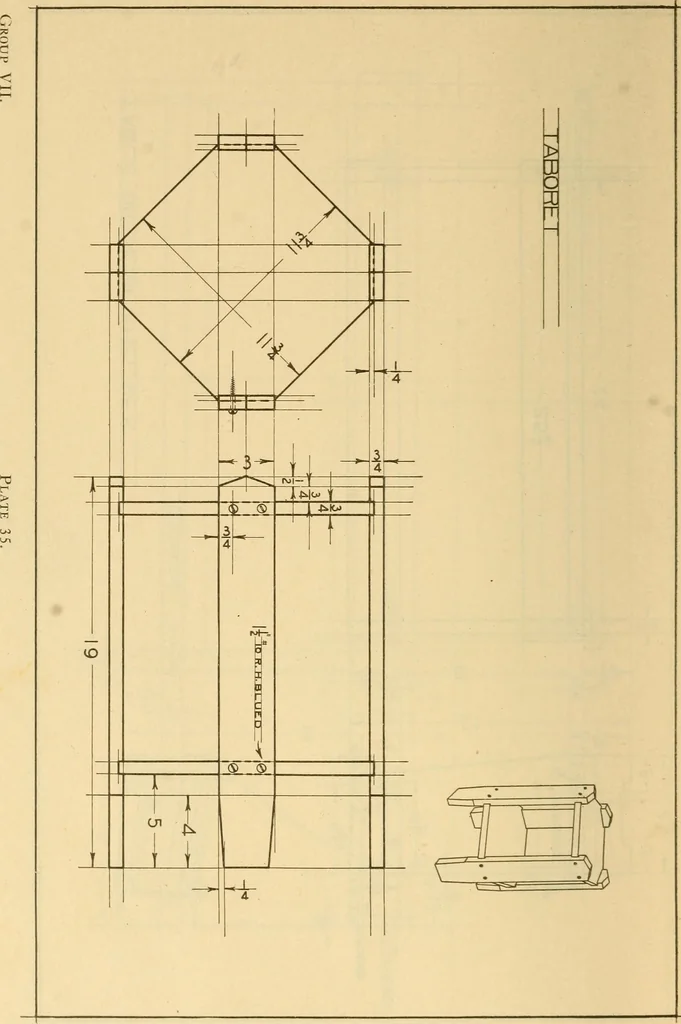 An illustration from Correlated courses in woodwork and mechanical drawing, 1912, leaf 177