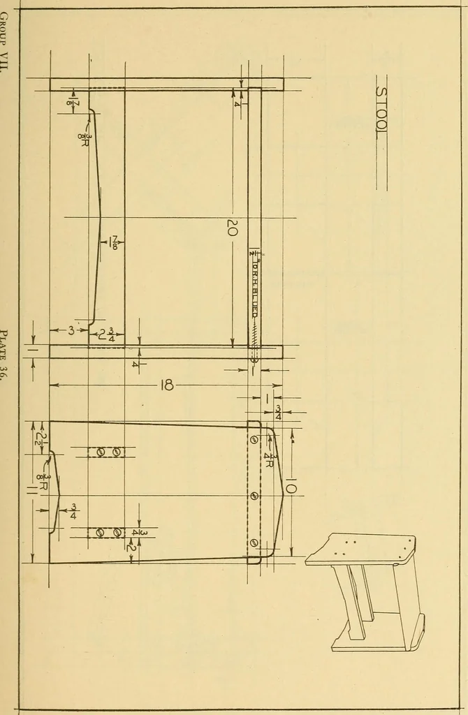 An illustration from Correlated courses in woodwork and mechanical drawing, 1912, leaf 178