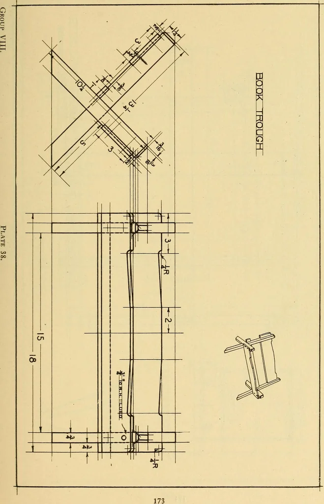 An illustration from Correlated courses in woodwork and mechanical drawing, 1912, leaf 180