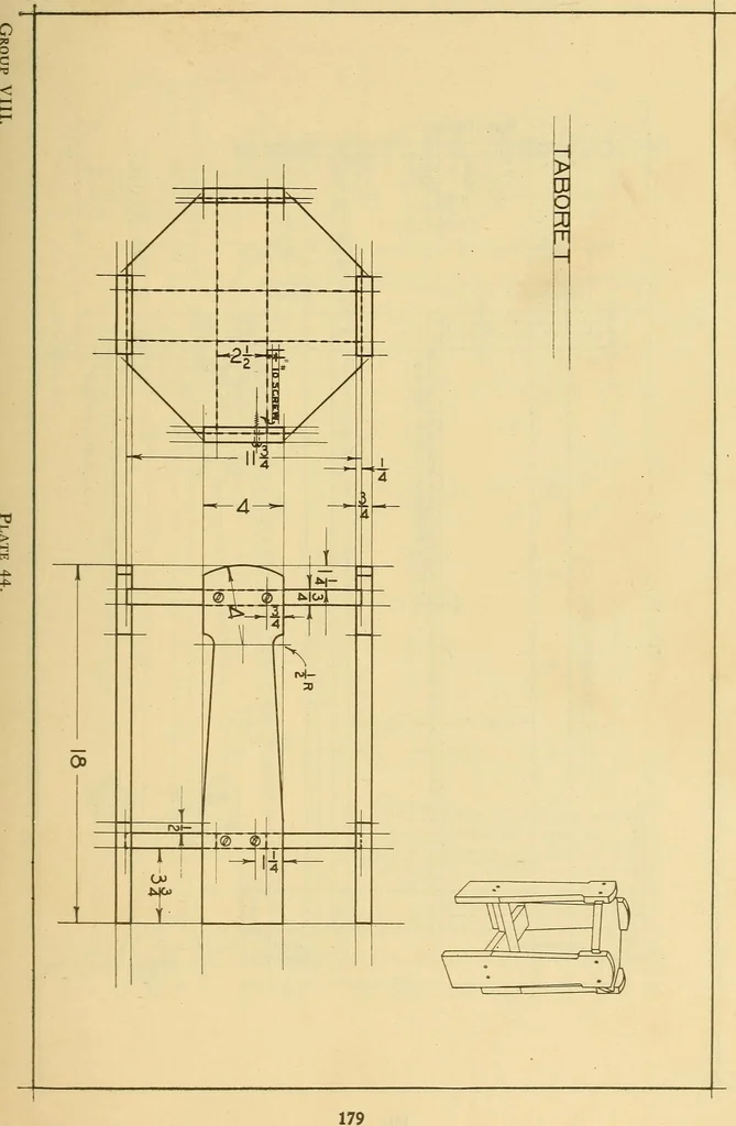 An illustration from Correlated courses in woodwork and mechanical drawing, 1912, leaf 186